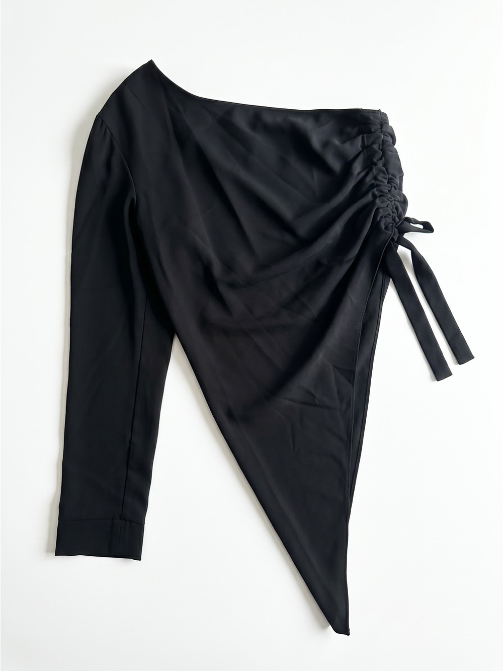 Amanda Uprichard Maryclare One Shoulder Long Sleeve Top Black S NWT